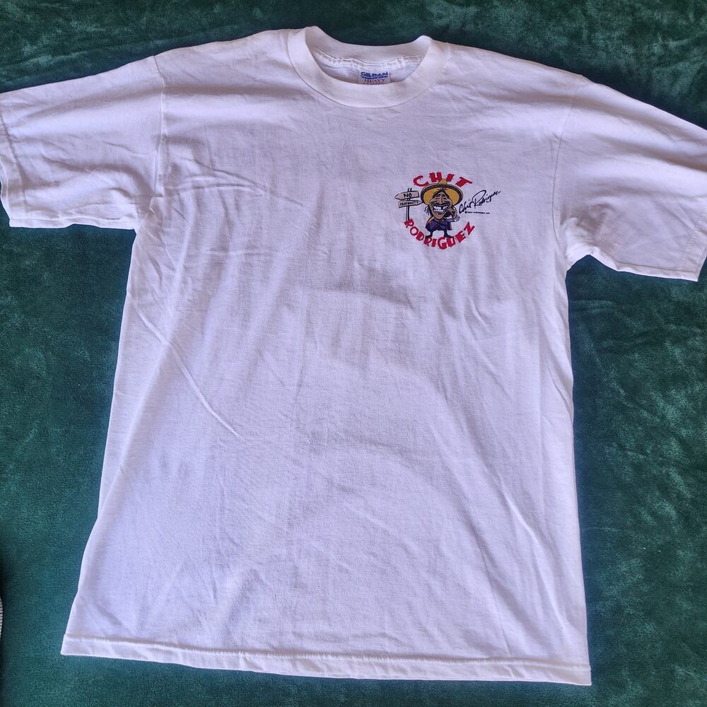 Vintage 90s Chit Rodriguez Chicken Chit Funny Graphic T-Shirt Gildan Large